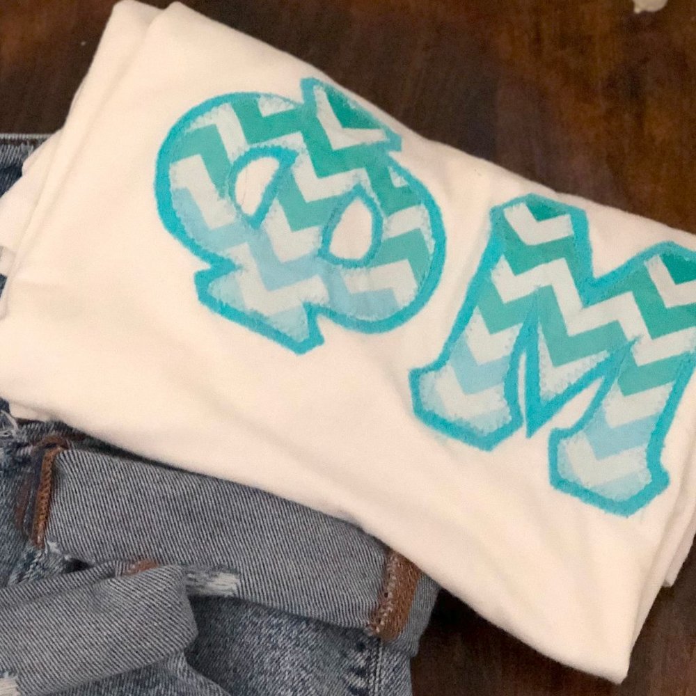 Phi Mu Long Sleeve Tee with Letters